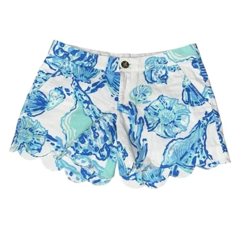 Lilly Pulitzer Blue and White Scalloped Shorts
